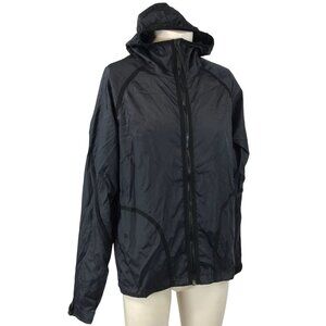 MYSTIC BOARDING ~ WOMENS LARGE ~ BLACK NYLON FULL ZIP JACKET HOODED